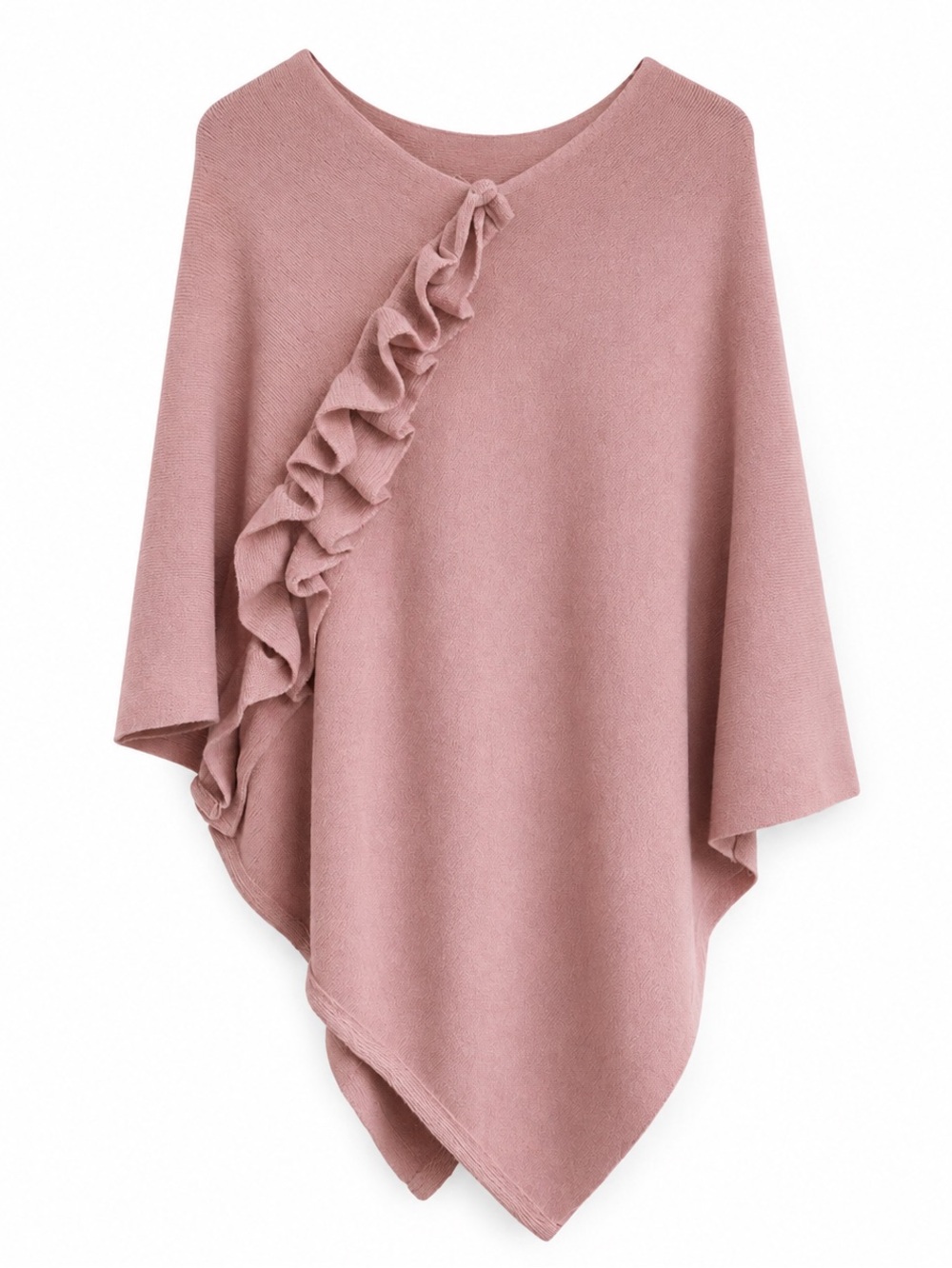 Charlie Paige Blush Pink Asymmetrical Ruffle Cape Poncho One Size Cozy
